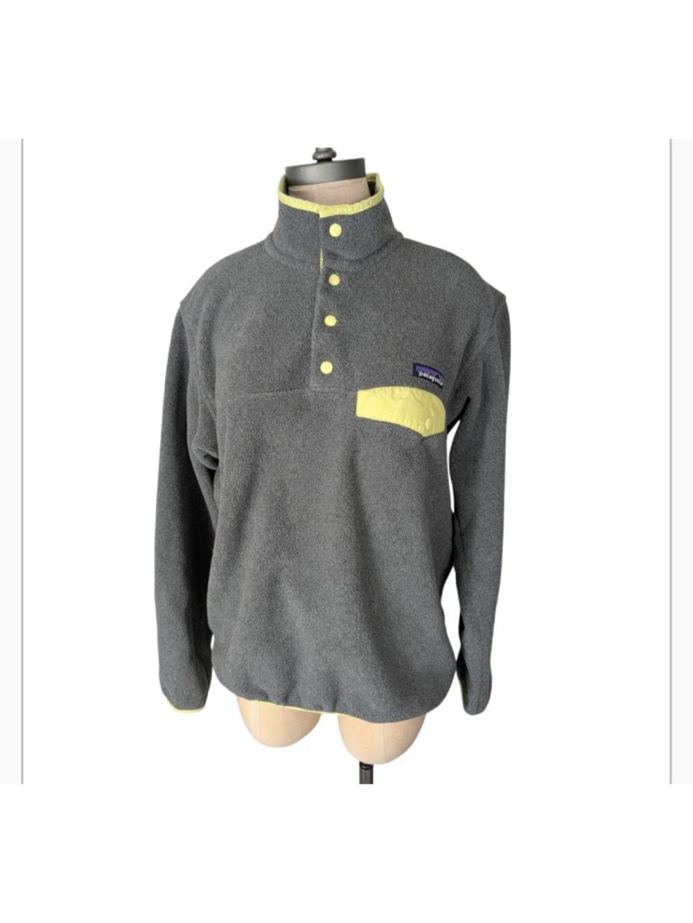 Patagonia Synchilla Womens Gray & Yellow Snap-T Fleece Pullover Size M